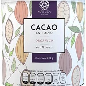 Cacao Orgánico 100% Natural Certificado 225 gr.| Para Deliciosas Bebidas de Chocolate y Postres con Sabor Original y Natural