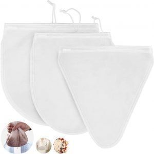 Colador de Tela para Bolsas de Beche de Nueces para Alimentos, Oval 30 * 30cm + 25 * 30cm + Triángulo 28 * 30cm Fine Mesh Nylon Cheesecloth & Cold Brew Coffee Filter