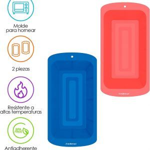 Moldes para Hornear de Silicona Antiadherente (2 Piezas), Capacidad de 1 Litro, Moldes de Silicona para Gelatina o Repostería en Horno, Libres de BPA, para Pan, Postres, Pasteles, Panqués