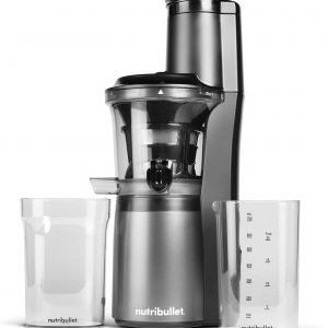 nutribullet NBJ50300 - Exprimidor lento, fácil de limpiar, motor silencioso y función de reversa, sin BPA, exprimidor de prensa en frío con cepillo, 150 W, negro carbón