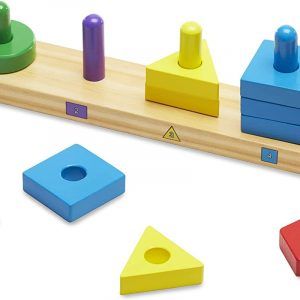 Melissa & Doug Tablero para Apilar y Clasificar, Juguete Educativo, Juguete de Madera (15 Piezas de Madera Solidas)