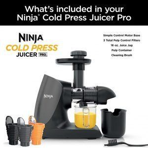 Ninja JC101 Cold Press Pro - Exprimidor lento compacto potente con control total de pulpa y fácil limpieza.