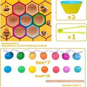 Juguete De Habilidad Motora Fina Para Niños Pequeños, Juego De Combinación De Abeja A Colmena, Rompecabezas De Clasificación De Colores De Madera Montessori
