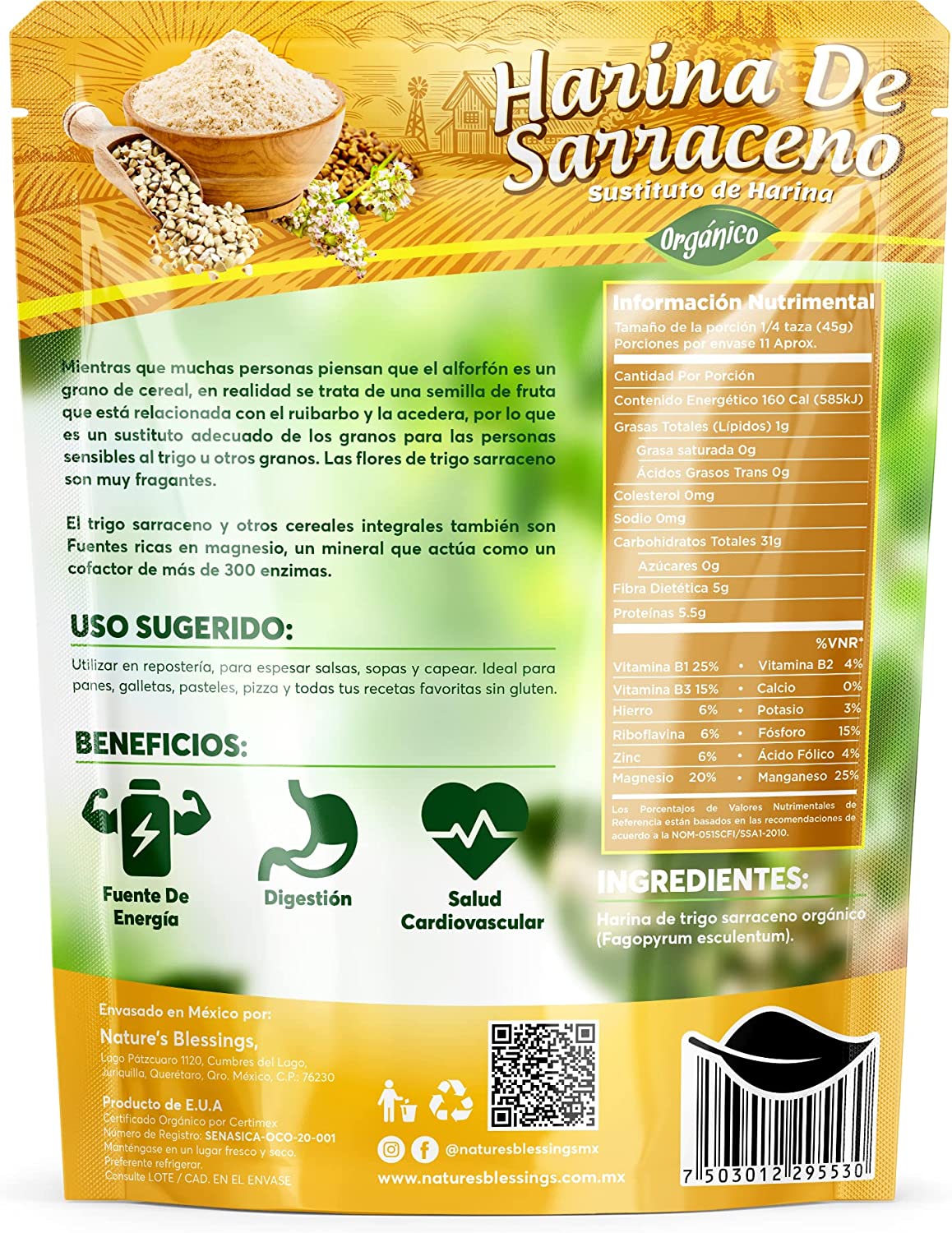 Harina de Trigo Sarraceno Orgánica sin cutícula 500g - Imagen 2