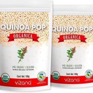 Quinoa Pop Orgánica 200g por Pack Vizana Nutrition (Pack - 2 Bolsas 100g c/u)