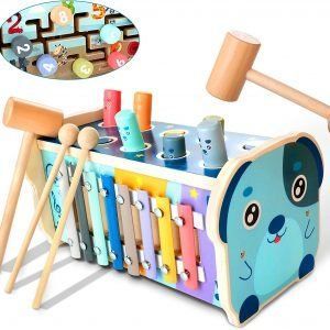 Montessori Educativas Juguetes de Desarrollo con Banco de Martillar, Xilófono, Laberinto de Clasificación de Números