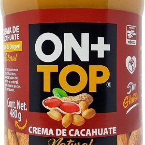 ONTOP CREMA DE CACAHUATE NATURAL 480g. 100% NATURAL SIN AZÚCAR NI CONSERVANTES.