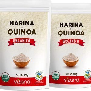 Harina de Quinoa Orgánica Certificada USDA 1000g por Pack Vizana  (Pack - 2 Bolsas 500g)
