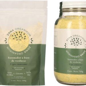 KIT Sazonador Tipo consomé con Aceite de Oliva, Sal de Mar y Cúrcuma - 1 Frasco de 750 Grs y 1 Bolsa con 300 Grs.