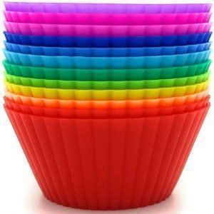 Moldes para Cupcakes, Muffins, Mantecadas, Magdalenas, Moldes para Hornear Repostería, Antiadherentes, Multicolor