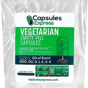 Cápsulas de tamaño expreso de muestra transparente vacías para verduras 10 de cada tamaño 000, 00, 0, 1, 2, 3, 4 cápsulas de píldoras vegetarianas y vegetales – relleno de polvo