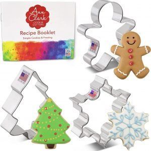 Juego de 3 piezas de cortador de galletas de Navidad, copo de nieve, hombre de jengibre, árbol de Navidad.