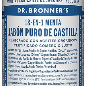 Jabón de castilla orgánico líquido, ideal para todo el cuerpo, con efecto vigorizante, 100% biodegradable - aromatizado con aceites esenciales de Menta 240 ml