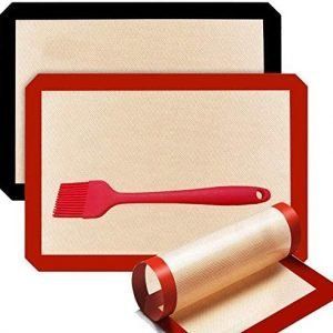 Salandens Tapete de silicona para hornear 4 pcs, Antiadherente Tapete de Silicona hornear para Macaron, Galletas, Pasta, Pizza, Pan, Ecológico y Reutilizable, Resistente al calor, sin BPA, 42x30cm