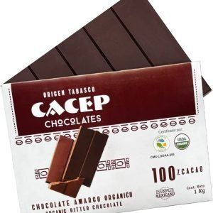 CACEP |Barra 1kg Chocolate Orgánico amargo 100% cacao Mexicano