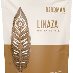 Birdman Linaza Dorada Molida en Frio, Sustituto de huevo, Libre de OGMs, Libre de Gluten, con Fibra, Omega-3, Omega 6 y Omega 9, 500 gr