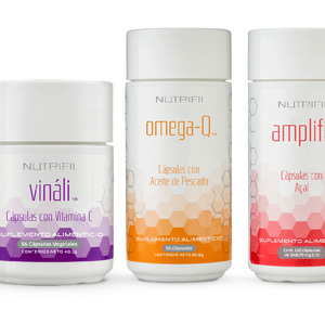 Potenciador, contiene 1 Frasco de vinali, 1 Frasco de Omega -Q, 1 Frasco de Ampliffi