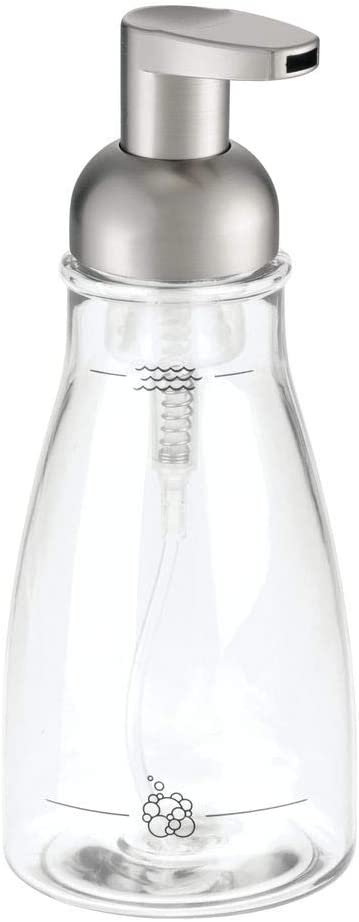 InterDesign Foaming Soap Pump, Clear/Brushed Nickel