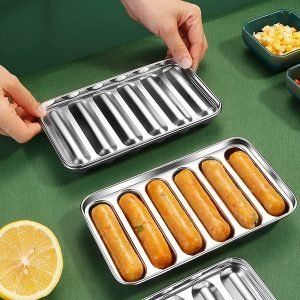 Molde para perritos calientes, molde para salchichas de acero inoxidable 304 de 6 cavidades,