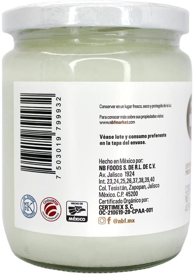 NBF Aceite de Coco Orgánico Extra Virgen 475ml Prensado en Frío - Imagen 3