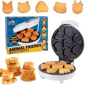 Waflera pequeña de figuras de animales - hace 7 panqueques divertidos, diferentes formas - waflera eléctrica antiadherente