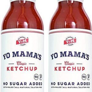 Keto Classic Ketchup por Yo Mama's Foods – Pack de (2) – Sin azúcar añadido, bajo en carbohidratos, vegano, sin gluten, paleo amistoso, y hecho con tomates enteros sin OMG!