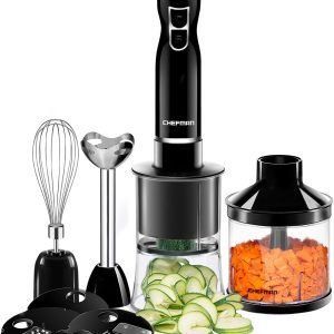 Chefman | Batidora de Mano | Hand Blender | Licuadora de Mano | 3 Cuchillas | 6 en 1 | Negro