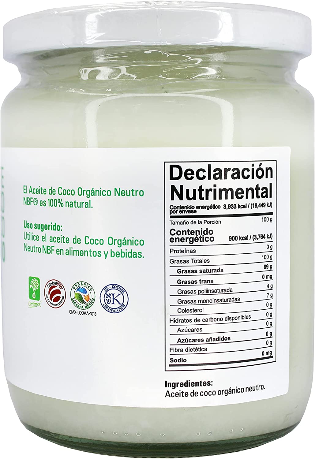 NBF Aceite de Coco Orgánico Neutro 475ml Prensado en Frío - Imagen 3