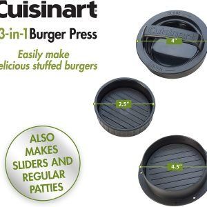 Cuisinart - Prensa para Hamburguesas rellenas 3 en 1 CSBP-100, Negra
