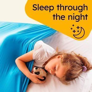 Manta de compresión sensorial para niños, niños pequeños y adultos, la mejor alternativa a las mantas con peso, sábanas frescas, elásticas y transpirables en azul claro y para cama de tamaño individual