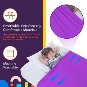 Special Supplies Sábana de compresión sensorial para niños, alternativa a las mantas con peso, transpirable, elástica, fresca y cómoda ropa de cama para dormir (morado, matrimonial)