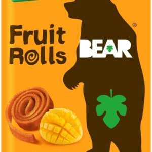BEAR Rollitos de Fruta Mango - Ingredientes 100% naturales - Sin azúcares añadidos - Meriendas escolares y de almuerzo saludables para niños y adultos - 5 x 20g