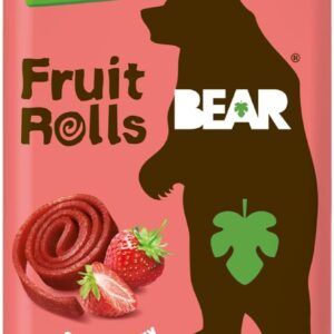 BEAR Rollitos de Fruta Fresa - Ingredientes 100% naturales - Sin azúcares añadidos - Meriendas escolares y de almuerzo saludables para niños y adultos - 5 x 20g